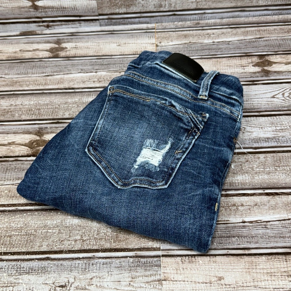 Buckle Black Ankle Skinny Jeans Womens 27 Blue Distressed Raw Hem Fit No. 53
